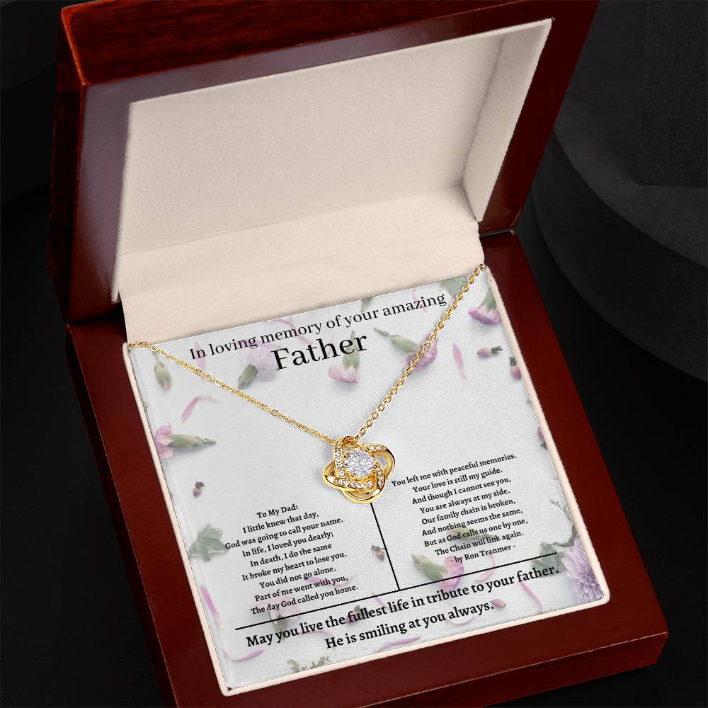 Loss of Father gift necklace, Sympathy gift loss of father, Broken Chain poem or Sterling Silver