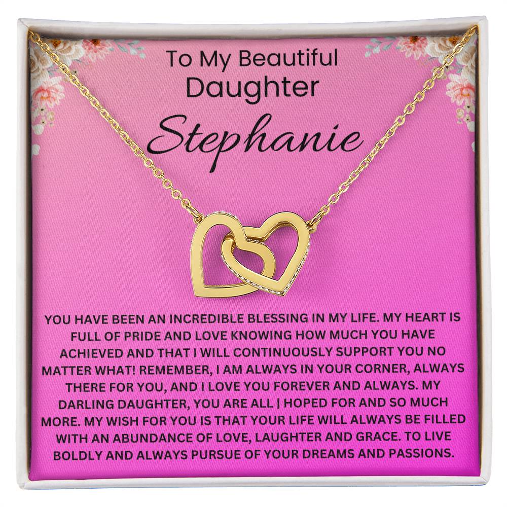 To My Beautiful Daughter - Personalised Name Message Card Beautiful Gift Jewellery Set