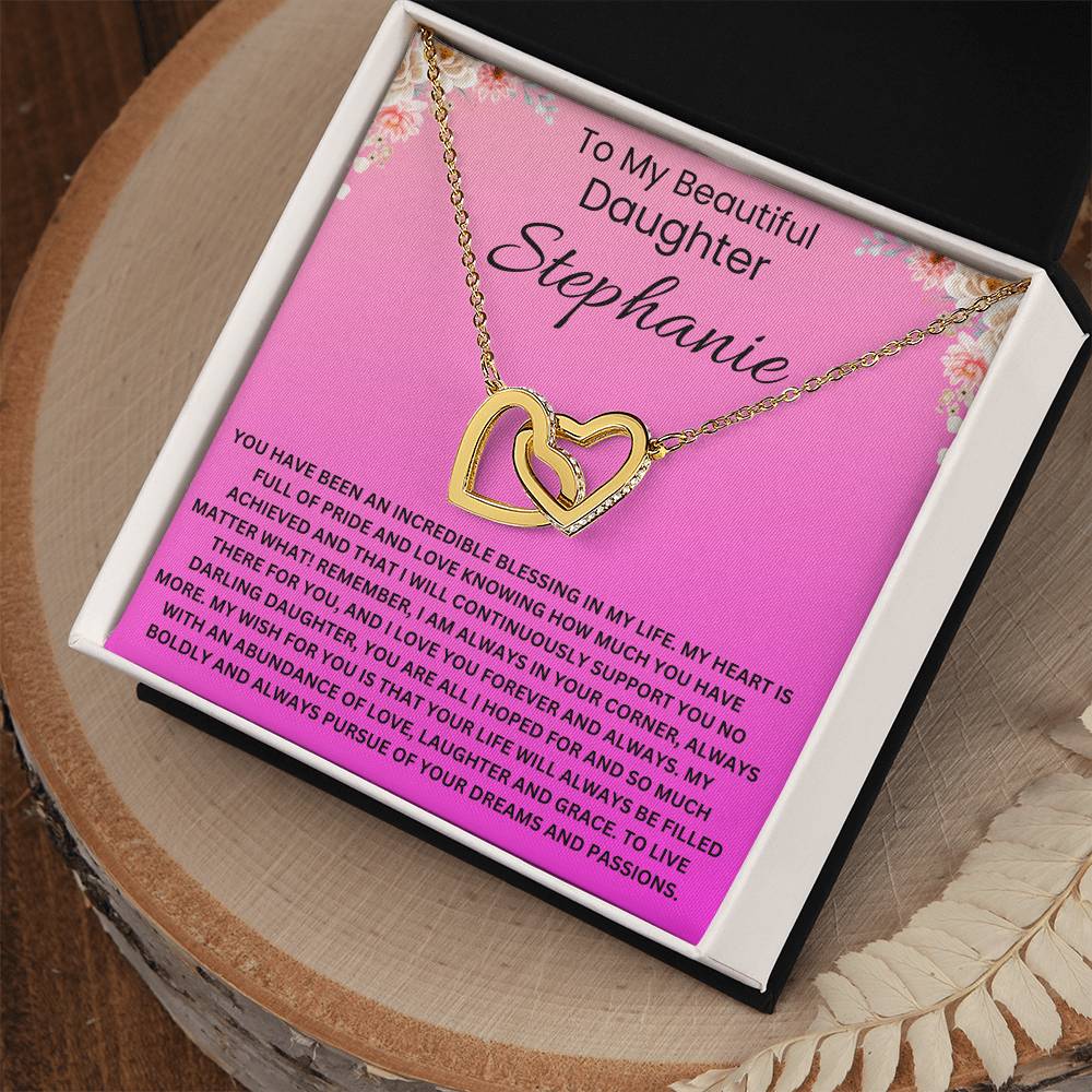 To My Beautiful Daughter - Personalised Name Message Card Beautiful Gift Jewellery Set