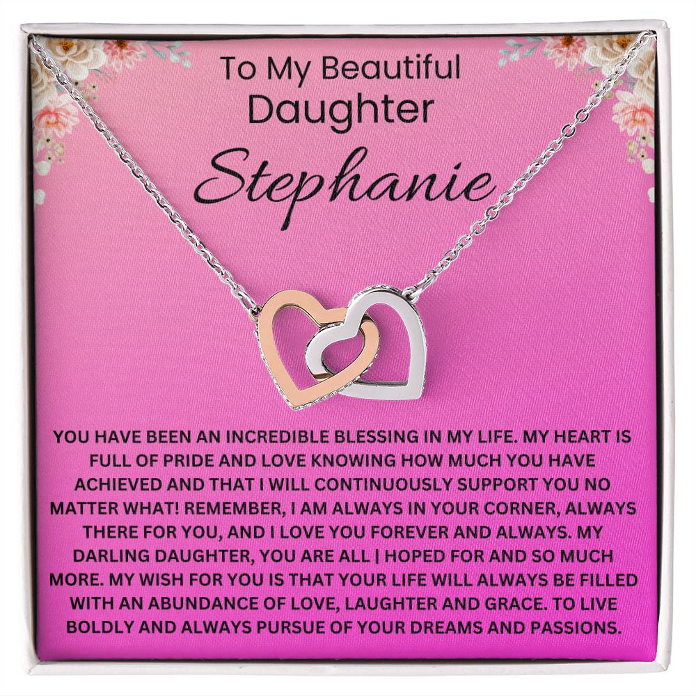 To My Beautiful Daughter - Personalised Name Message Card Beautiful Gift Jewellery Set