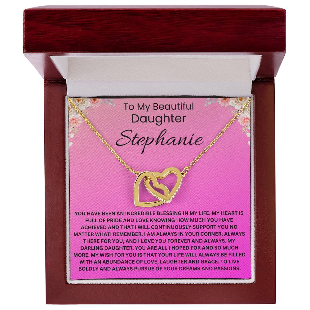 To My Beautiful Daughter - Personalised Name Message Card Beautiful Gift Jewellery Set