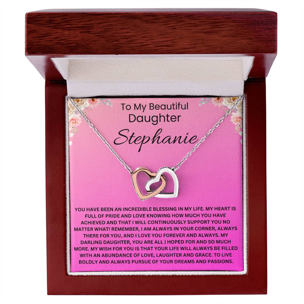 To My Beautiful Daughter - Personalised Name Message Card Beautiful Gift Jewellery Set