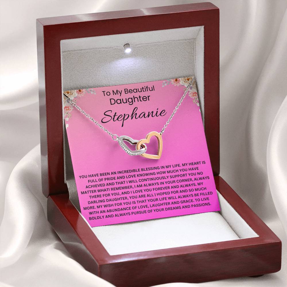 To My Beautiful Daughter - Personalised Name Message Card Beautiful Gift Jewellery Set